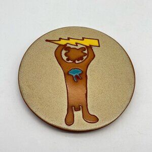Nine Hills Studio Trivet‎ Arizona Pottery Red Clay Tile Bear Lighting Vtg Round